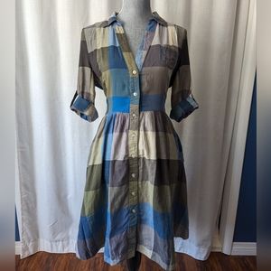 Anthropologie blue plaid shirtdress